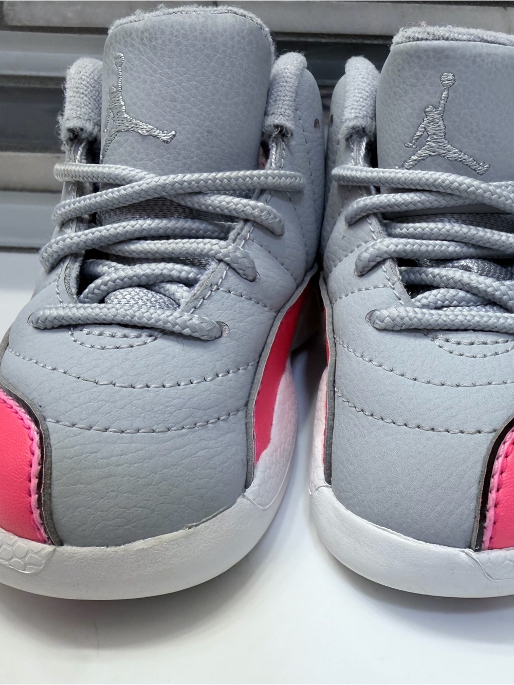 Jordan Kids Grey and Pink Low-Top Sneakers